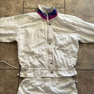 Sergio Tacchini  Vintage White Tracksuit Purple Blue Accents Made in Italy 🇮🇹